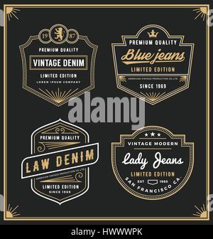 Vintage-Denim Jeans Frame Logo für Ihr Unternehmen. Verwendung für Etiketten, Tags, Banner, Bildschirm und Druckmedien. Vektor-illustration Stock Vektor
