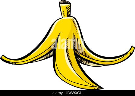 Ein gelbes, Cartoon Bananenschale. Stock Vektor