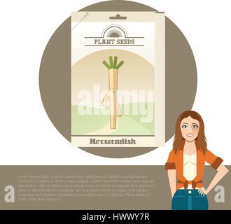 Packung mit Meerrettich-Samen-Symbol Stock Vektor