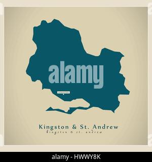 Moderne Karte - Kingston und St Andrew JM Stock Vektor