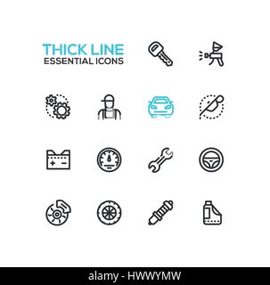 Auto-Reparatur-Service - moderne Vektor einzelne dicke Linie Icons set Stock Vektor