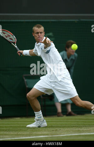 LLEYTON HEWITT WIMBLEDON CHAMPIONSHIPS 27. Juni 2002 Stockfoto