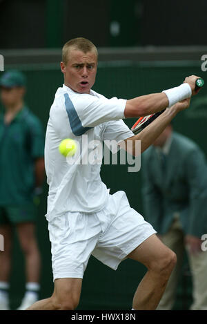 LLEYTON HEWITT WIMBLEDON CHAMPIONSHIPS 27. Juni 2002 Stockfoto