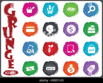 E-Commerce-Iconset für Websites und Benutzeroberfläche im Grunge-Stil Stock Vektor