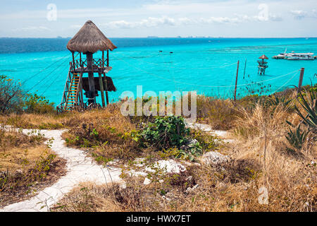 Seilrutsche in Grafon Park auf der Isla Mujeres, Mexiko Stockfoto