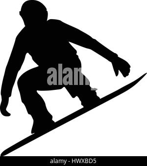 Snowboard Wettbewerb männlichen Athleten springen schwarze silhouette Stock Vektor