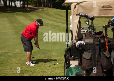 Golf an einem sonnigen Tag. Stockfoto