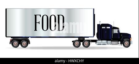 Das vordere Ende eines großen LKW über einen weißen Hintergrund mit Essen Inschrift Stock Vektor