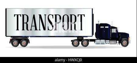 Das vordere Ende eines großen LKW über einen weißen Hintergrund mit Transport-Inschrift Stock Vektor