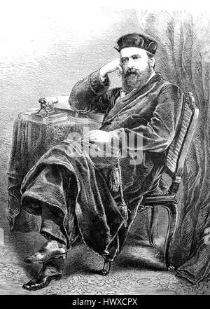 Georg Friedrich Rudolph Theodor Herwegh war 31. Mai 1817 - 7. April 1875, ein deutscher Dichter, Deutschland, Reproduktion eines Bildes, Holzschnitt aus dem Jahr 1881, digital verbessert Stockfoto