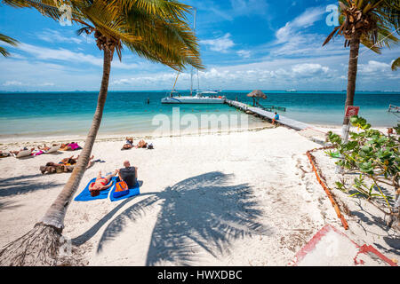 Sand Strand Ion Isla Mujeres, Mexiko Stockfoto