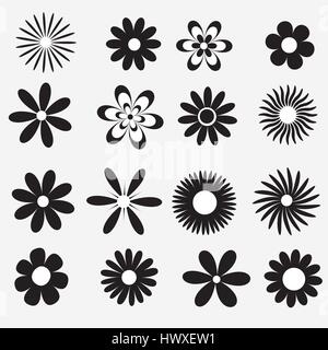 eine Reihe von schwarzen und weißen Blumen Stock Vektor