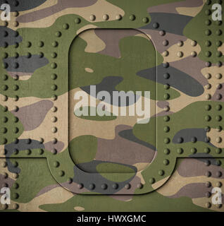 Armee Camouflage Metall Rüstung Tür mit Nieten Hintergrund 3d illustration Stockfoto