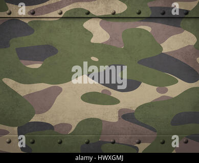 Armee camouflage Metall Rüstung mit Nieten Hintergrund 3d illustration Stockfoto