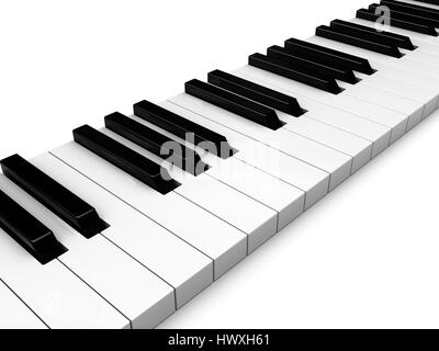 abstrakt 3d Darstellung der weißen Klaviertasten Hintergrund Stockfoto