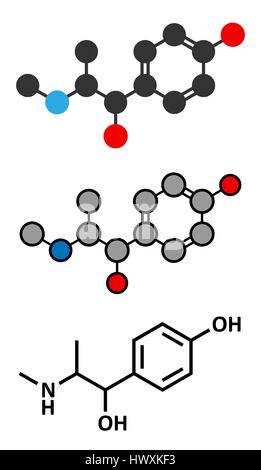 Oxilofrine (Methylsynephrine, Oxyephrine) Stimulans Wirkstoffmolekül. Stilisierte 2D Renderings und konventionellen Skelettformel. Stock Vektor