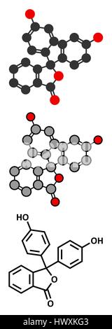 Phenolphthalein-Indikator-Molekül. In Säure-base-Titrationen und als Abführmittel verwendet. Stilisierte 2D Renderings und konventionellen Skelettformel. Stock Vektor