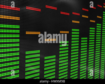 3D Darstellung der Musik Equalizer Hintergrund anzeigen Stockfoto