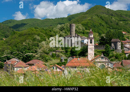 Panorama des Dorfes Campo Ligure, Teil des Vereins den schönsten italienischen Dörfern. Befindet sich in Ligurien Stockfoto
