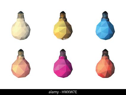 Low-Poly-Glühlampen-Set. Stock Vektor