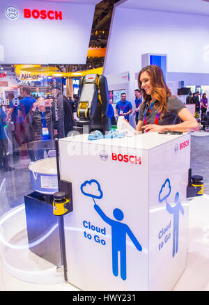 LAS VEGAS - JAN 08: Die Bosch-Stand auf der CES in Las Vegas auf Anzeigen 8. Januar 2017, CES ist die weltweit führenden Unterhaltungselektronik Messe. Stockfoto
