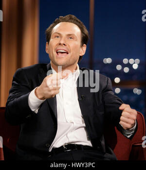 Schauspieler Christian Slater während ein Segment der 'The Late Late Show with Craig Ferguson"bei CBS Television City in Los Angeles am Donnerstag, 6. November 2008. Foto von Francis Specker Stockfoto