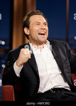 Schauspieler Christian Slater während ein Segment der 'The Late Late Show with Craig Ferguson"bei CBS Television City in Los Angeles am Donnerstag, 6. November 2008. Foto von Francis Specker Stockfoto