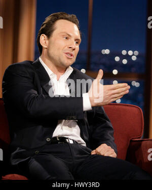 Schauspieler Christian Slater während ein Segment der 'The Late Late Show with Craig Ferguson"bei CBS Television City in Los Angeles am Donnerstag, 6. November 2008. Foto von Francis Specker Stockfoto