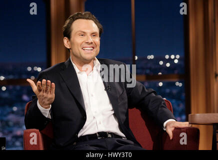 Schauspieler Christian Slater während ein Segment der 'The Late Late Show with Craig Ferguson"bei CBS Television City in Los Angeles am Donnerstag, 6. November 2008. Foto von Francis Specker Stockfoto