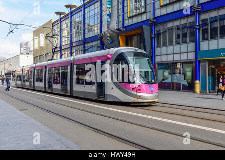 Birmingham City Tram, Großbritannien. Stockfoto
