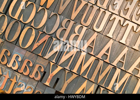 Holz-Block schreiben Presse Schriftzug in Makro-detail Stockfoto