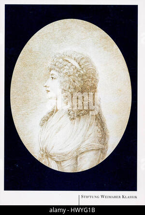 Charlotte von Stein war eine deutsche Adlige und Muse des Dichters Johann Wolfgang von Goethe. Sie spielte im späten 18. Und frühen 19. Jahrhundert eine bedeutende Rolle in deutschen intellektuellen und kulturellen Kreisen. Stockfoto