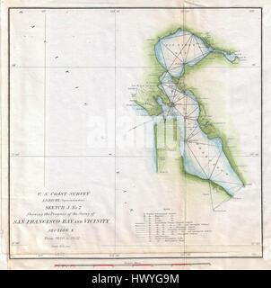 1853 US Coast Survey Map der San Francisco Bay, Kalifornien Geographicus SanFranciscoBayJ2 Uscs 1853 Stockfoto