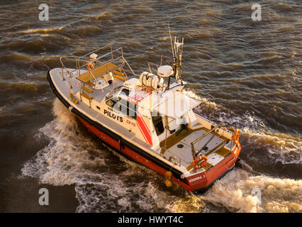 Pilot Boat, kommt zu versenden um Pilot, Montevideo, Uruguay zu sammeln Stockfoto