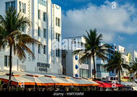 Reihe von Hotels, South Beach, Miami Beach, Florida USA Stockfoto