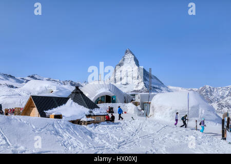 Iglu-Dorf, Rotenboden, Matterhorn, Zermatt, Gornergrat, Wallis, Schweiz, Europa Stockfoto