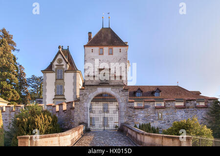 Schloss Oberhofen, Thunersee, Berner Oberland, Bern, Schweiz, Europa Stockfoto