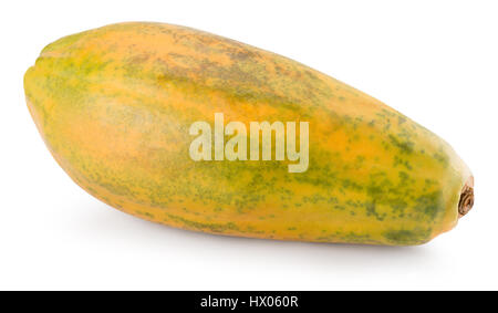 Eine ganze Papaya auf dem weißen Hintergrund isoliert. Stockfoto
