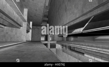 Abstrakte moderne Architektur Hintergrund mit konkreten Textur. 3D illustration Stockfoto
