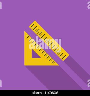 Lineal-Symbol. Flache Vektor zugehörige Symbol mit langen Schatten für Web und mobile Anwendungen. Es ist einsetzbar als - Logo, Symbol, Piktogramm, Infografik e Stock Vektor