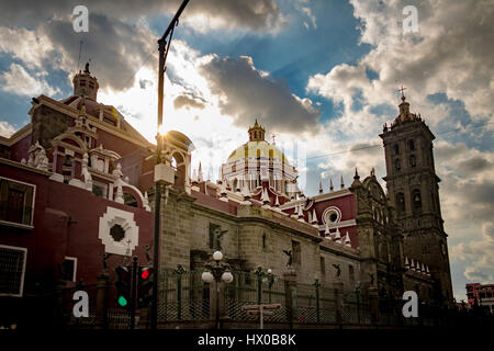 Puebla Kathedrale - Puebla, Mexiko Stockfoto