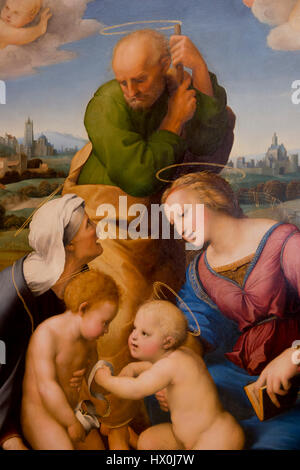 München - Deutschland - 30. Dezember 2013 - Gemälde von Raphael zeichnen die Heilige Familie Canigiani, an der alten Pinakothek in München Stockfoto