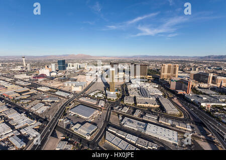 Las Vegas, Nevada, USA - 13. März 2017: Luftaufnahme des Casino Resort Türme auf dem Las Vegas Strip. Stockfoto