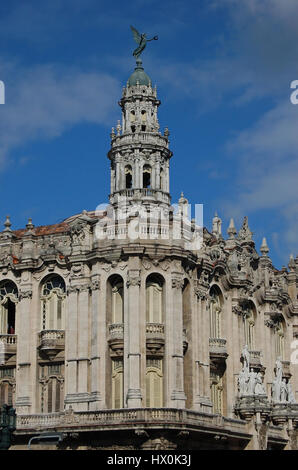 Eine Detail-Ansicht von der Fassade des Gran Teatro De La Habana, Havana, Kuba Stockfoto