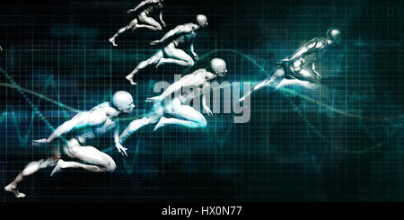 Gehirn-Computer-Interface mit quadratischen digitaler Kunst blockiert Stockfoto