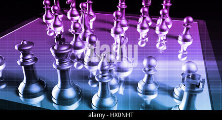 Geschäftstaktiken und Schach Spiel-Analyse-Konzept-Kunst Stockfoto