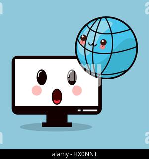 Kawaii-Computer-Monitor global Stock Vektor