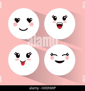 Kawaii Emoticons Mengenausdruck Stock Vektor