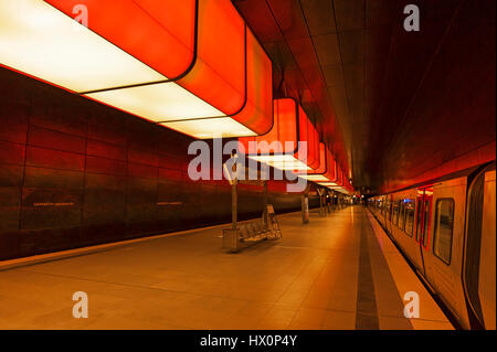 Metro Station HafenCity Universität, Hamburg, Deutschland Stockfoto