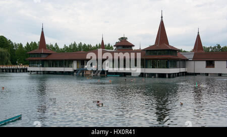 Die natürliche Thermalsee in Heviz, ist die zweitgrößte in der Welt und befindet sich in der Nähe von Plattensee in Ungarn. Stockfoto